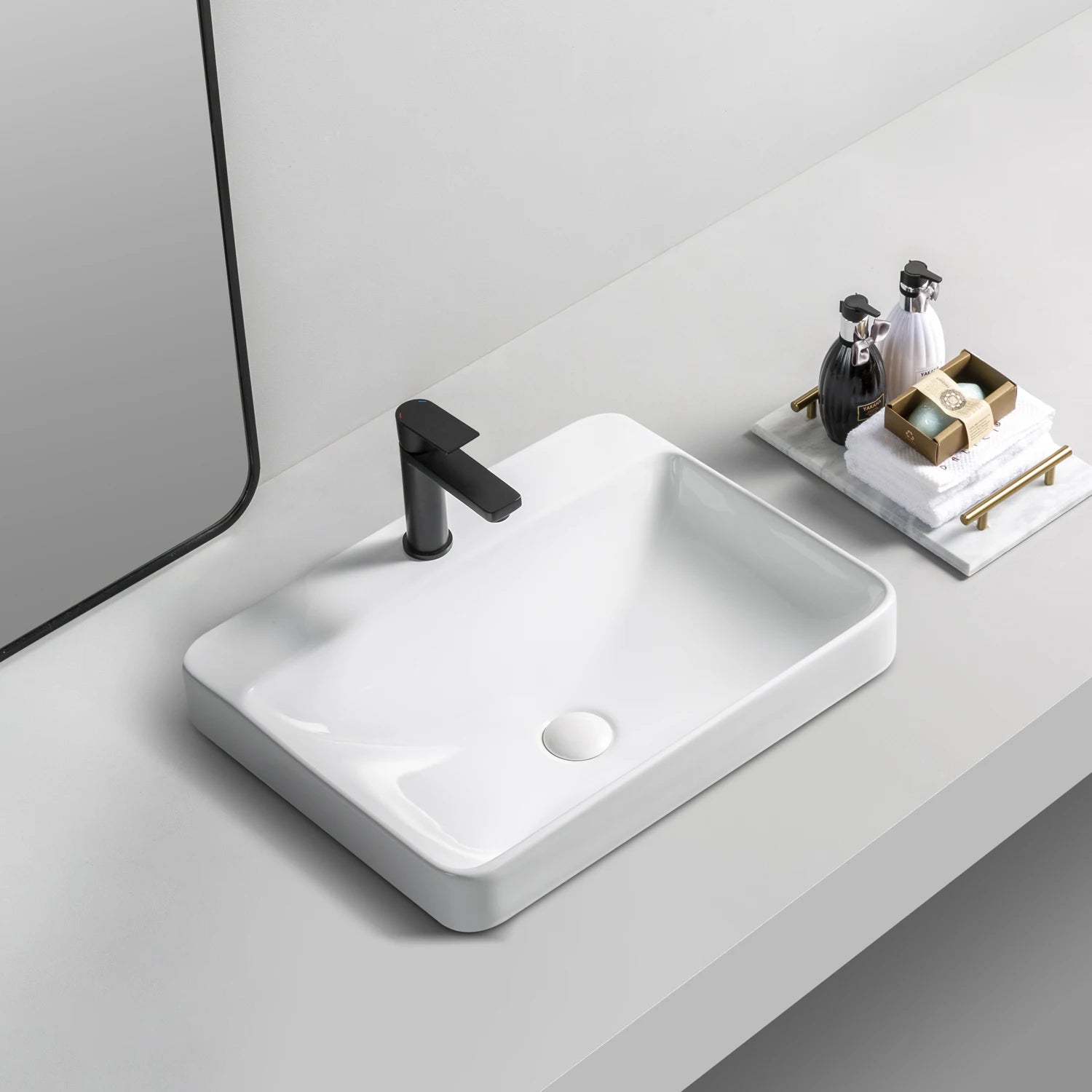 Modern Style Factory Direct Sale High Quality Semi-counter Hand Wash Ceramic Bathroom Sink