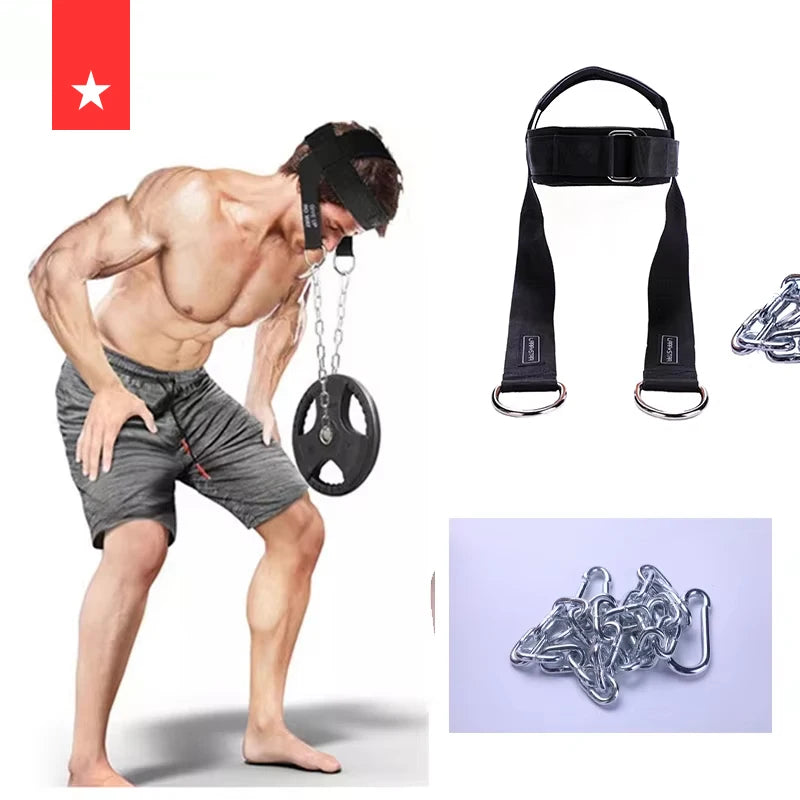 LS1159 Weight Lifting Neck Training Head Harness Exercise With Chain Belt