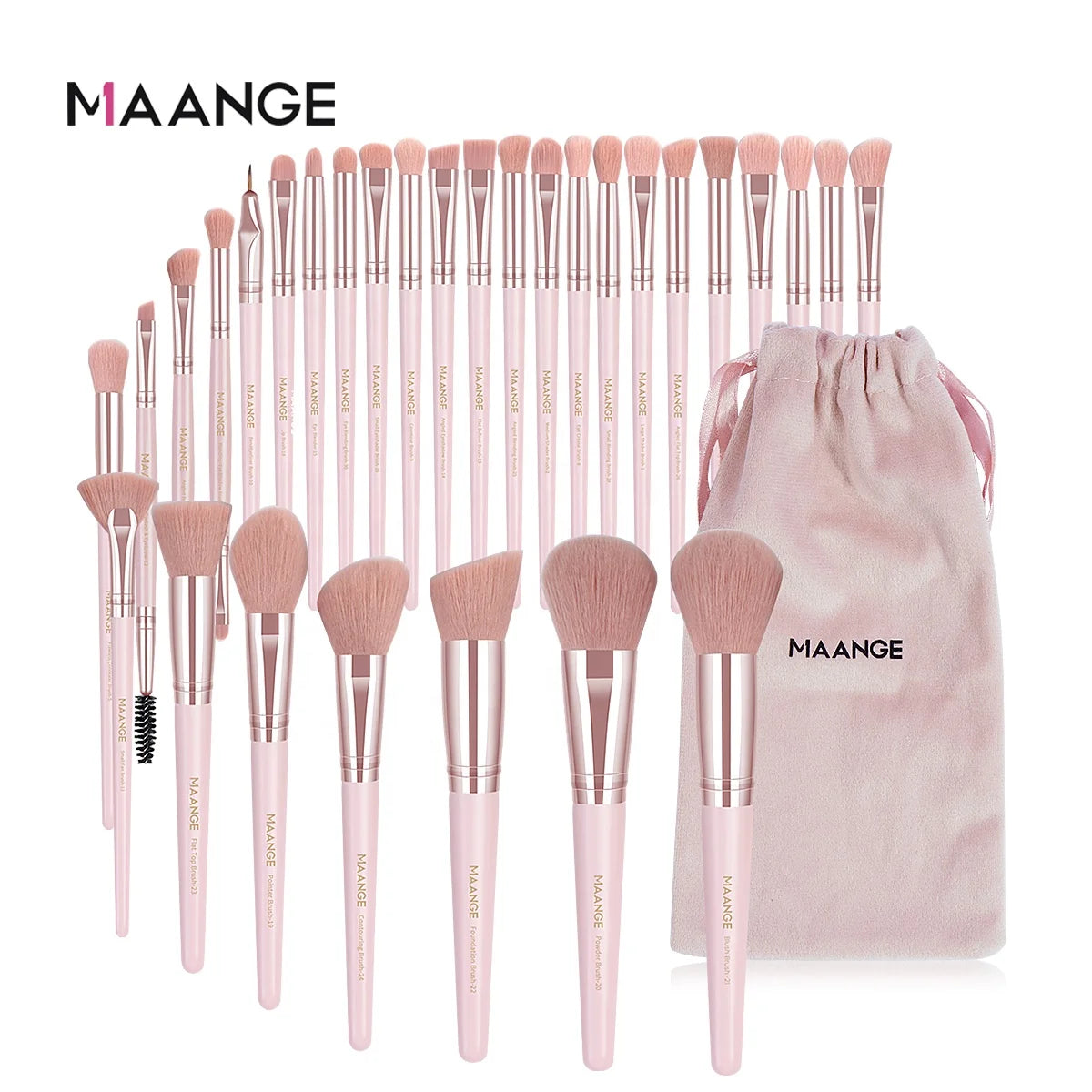 MAANGE pink Cosmetics Face Beauty Tools Set Professional 30pcs Foundation blush contouring eyeshadow brush Makeup Brushes