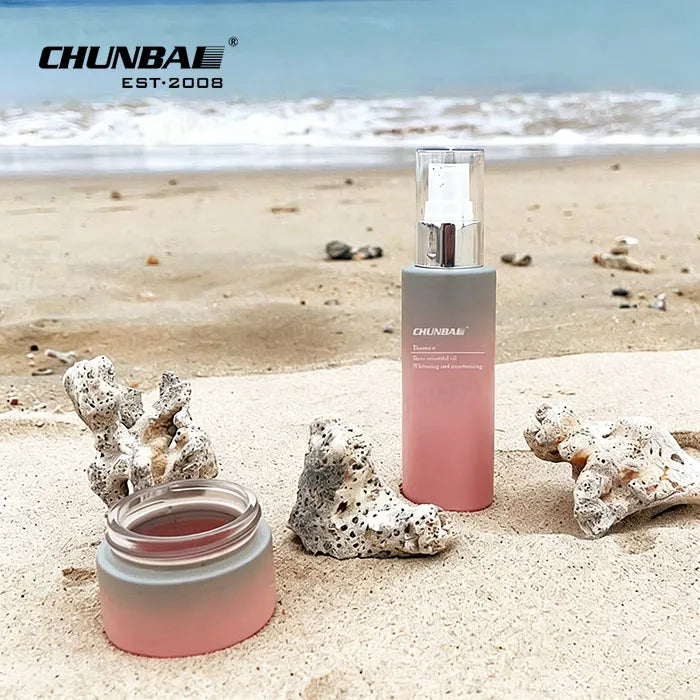 Classic Competitive Price Gift Fancy New Cheap Personalized Empty Luxury Frosted Glass Cosmetics Containers and Packaging Set