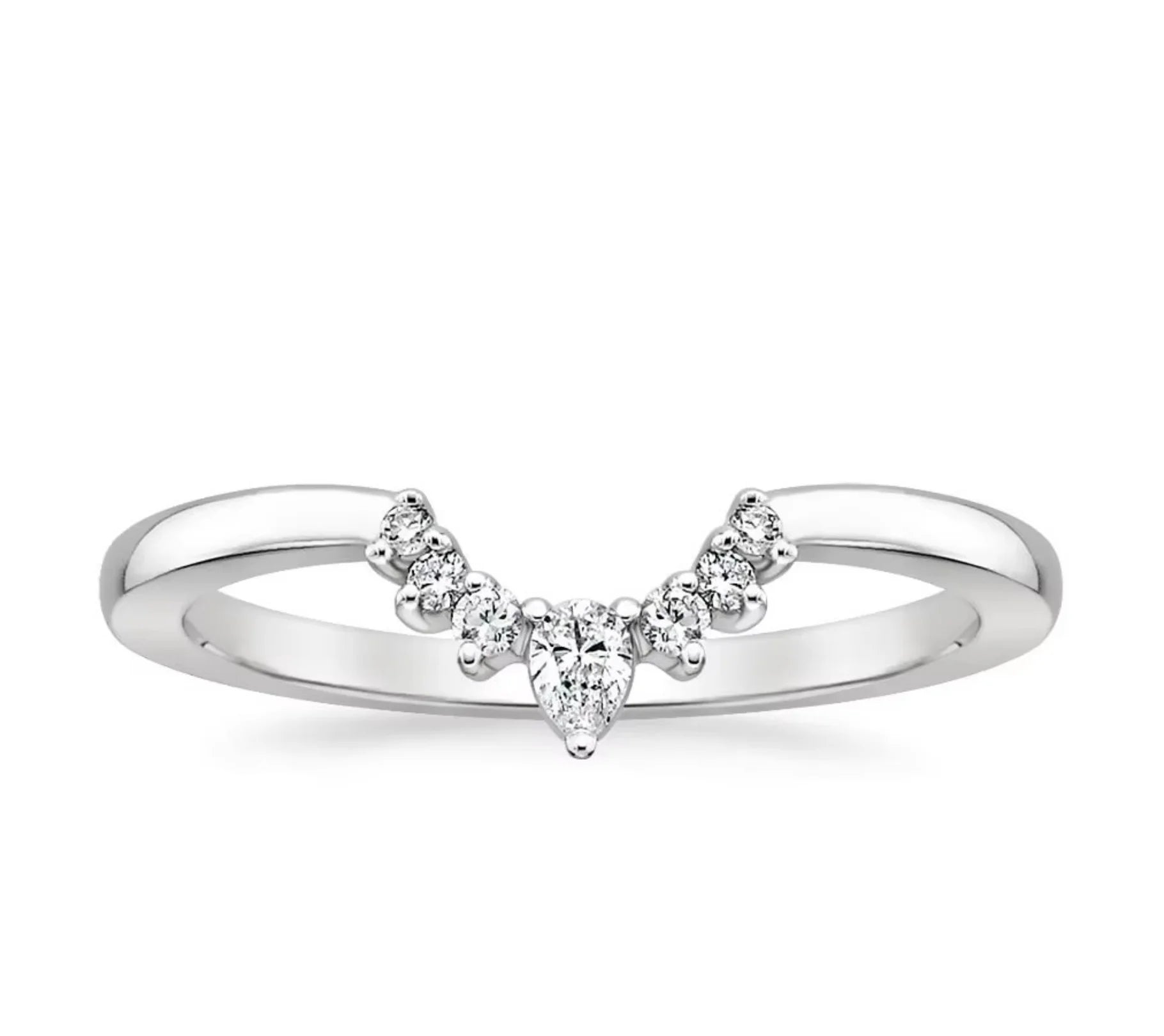 OAHLAN Fashion Rhodium and 14K Gold Plated Pear Cut Cubic Zirconia Curved Stackable Copper Rings for Women Engagement Wedding