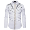 Gold Flower Embroidery Shirt Men Brand New Long Sleeve Mens Dress Shirts Casual Slim Fit Button Down Chemise Homme