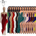2025 Women's Elegant Luxury Think Evening Dress Irregular Lace Shoulder Top with Sequin Maxi Length Natural Waist for Prom Party