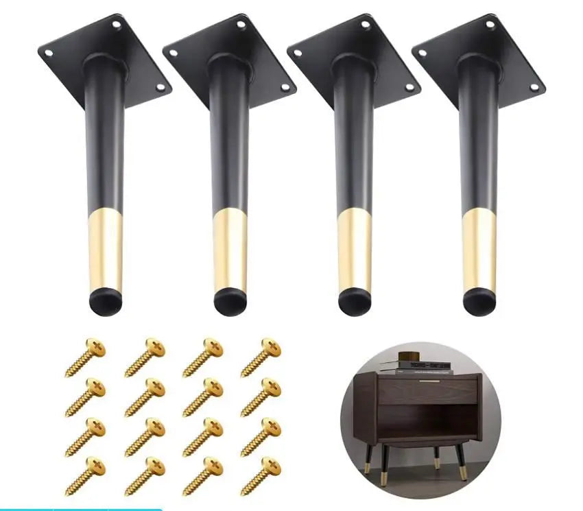 Wekis Luxury Modern Gold Black Metal Replacement Furniture Tapered Cabinet Cupboard Table Couch Sofa Legs