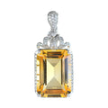 Factory Wholesale Rhodium Plated Silver 925 Emerald Cut Natural Citrine Pendant for Women Fine Pendants