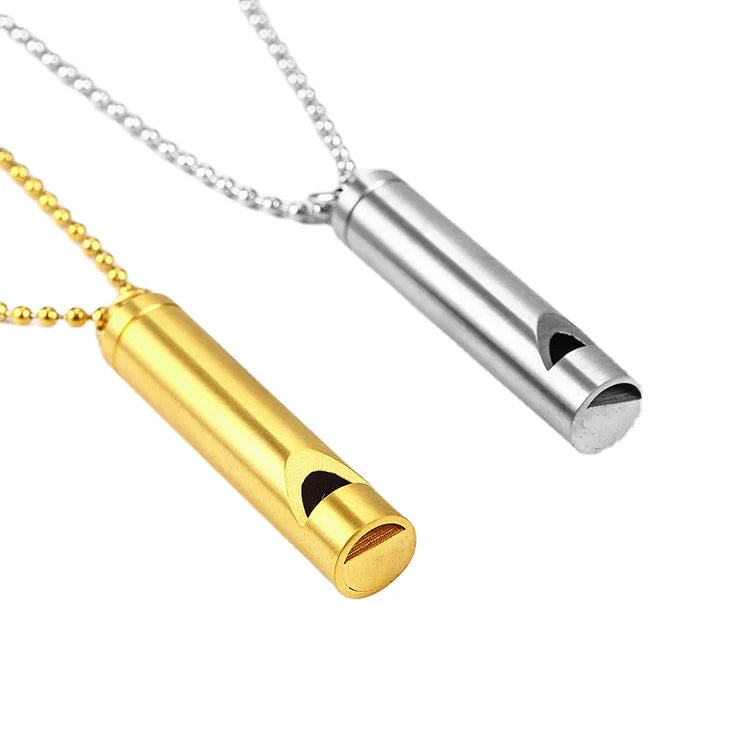 G946 Personalized Hip Hop Jewelry Titanium Steel Meditation Breathing Anti Anxiety Whistle Necklace