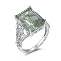 YBO Custom 925 Sterling Silver Ring Natural Green Crystal Dainty Princess Cut Gemstone for Women's Wedding Anniversary or Party