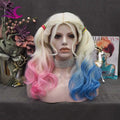 Celebrity Fashion Halle Quinn Pink and Blue Color Full Machine Sew Synthetic Wigs High Temperature Fiber Synthetic Wigs