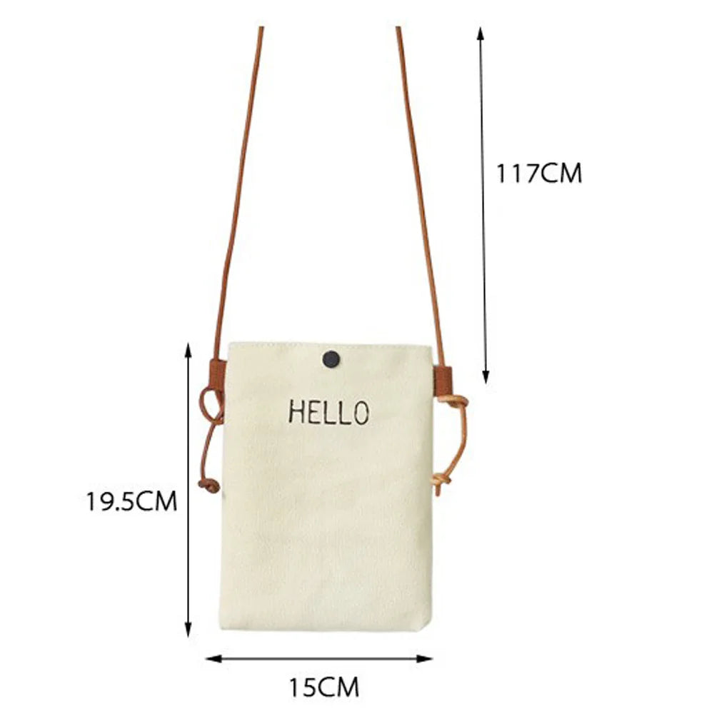 Customized Canvas Cotton Supplier Small String Crossbody Bag Phone Travel Neck Bag Pouch