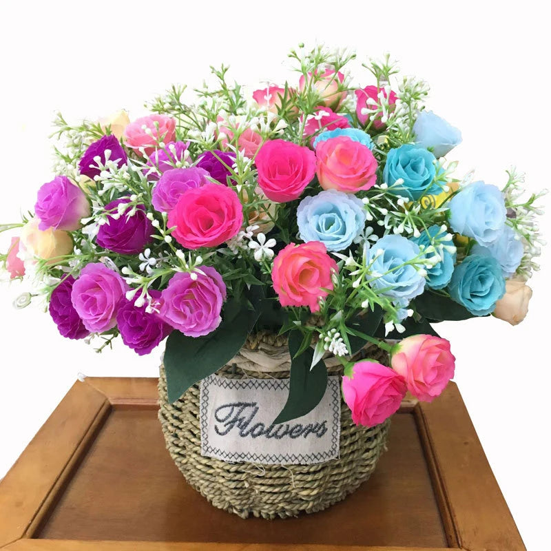 Simulation of 10 Hibiscus Flowers Artificial Bouquet 32cm Silk Flower Christmas Home Decoration