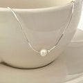 925 Sterling Silver Pearl Choker Necklace Women Simple Pearl Ball Snake Choker Necklace