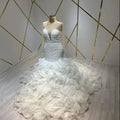 S8786F 2026 New Boho Lace With Round Neck Tail Floor-Length Slimming Chapel Train Mermaid Wedding Dress
