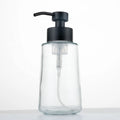 Factory Hot Sale Clear  Glass Foaming Soap Dispenser and Matte Black Pump for Bathroom and Kitchen Decoration