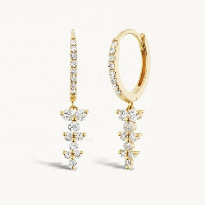 LOZRUNVE Sterling Silver 925 Sweet Triple Waterdrop Drop Huggie Earring Girls Women