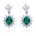 Best Jewelry 925 Silver Fashion Earring Cultivated Emerald Elegant Long Drop Earrings Jewelry Accessories for Party