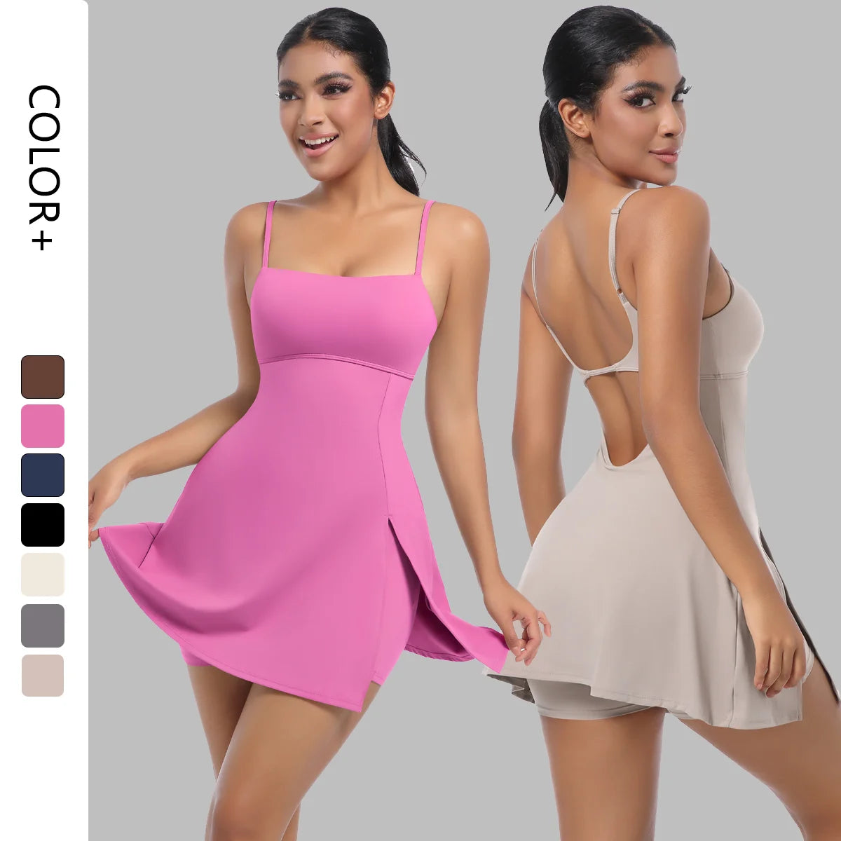 Custom Women's Sleeveless Moisture Wicking Tennis Dresses Flared Pleated Golf Jumpsuit Gym Skirts for Sports Wear