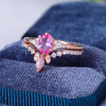 Abiding Personality Dainty 925 Sterling Silver Real Rose Gold 9K Lab Pink Sapphire Cz Ethiopia Opal Wedding Ring Sets for Gifts