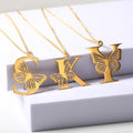 Collares Con Iniciales Letter Hollow Butterfly Necklace Gold Plated Woman Personality Initial Clavicle Chain Collar De Letras