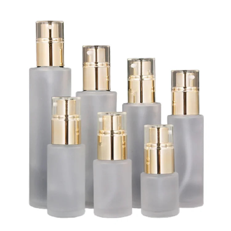 Frost Glass Bottles 20ML 30ML 40ML 60ML 80ML 100ML 120ML Gold Pump Cosmetic Mist Spray Lotion Foundation Packaging Container