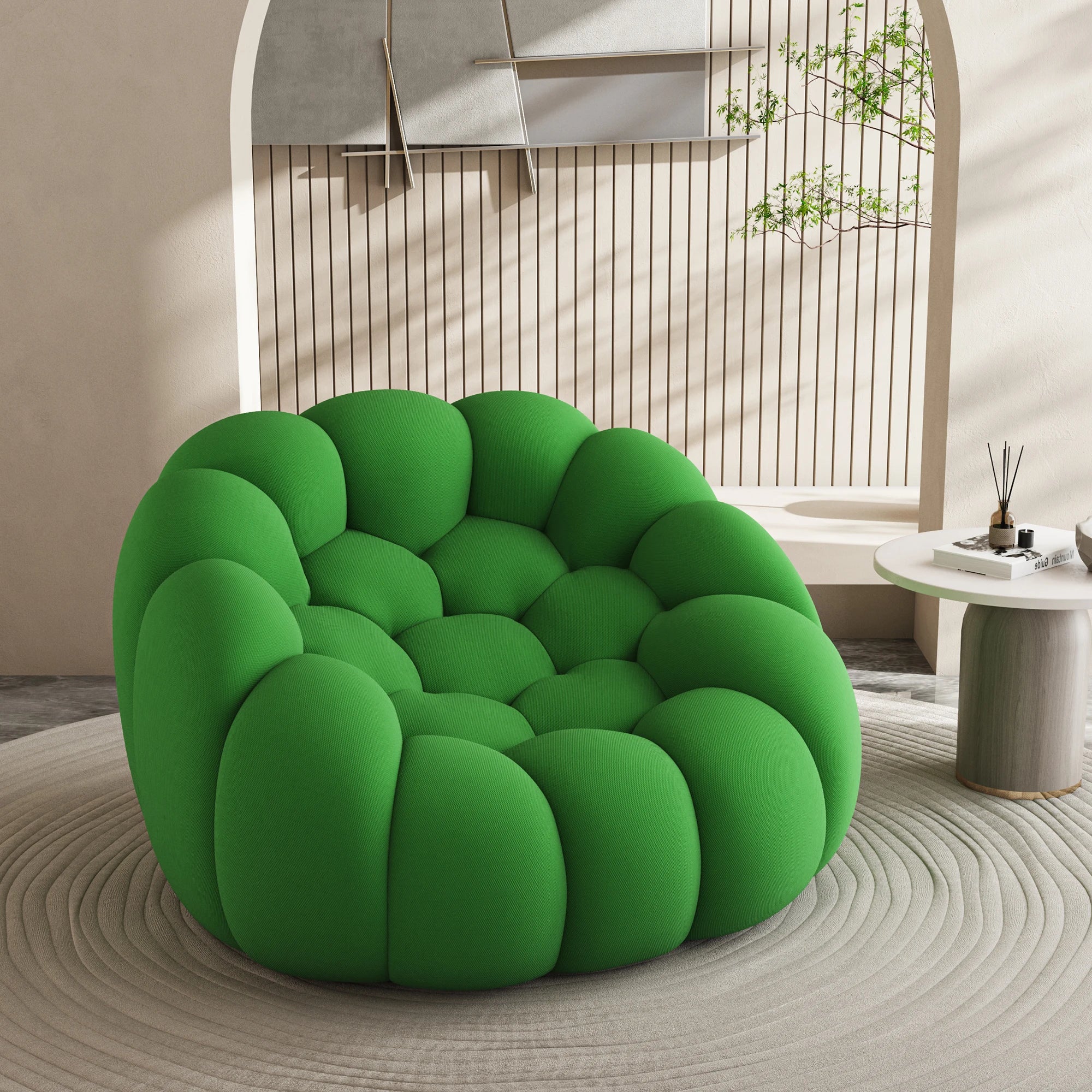 Furnistyle Modern Luxury Single Bubble Accent Chair Wholesale Compressed Sofa in Premium Fabric for Living Room Furniture