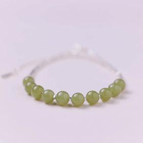 S925 Sterling Silver Natural Jade Hetian Jade Small Pieces of Silver Bracelet Women's Bracelet Jade Gift Chinese