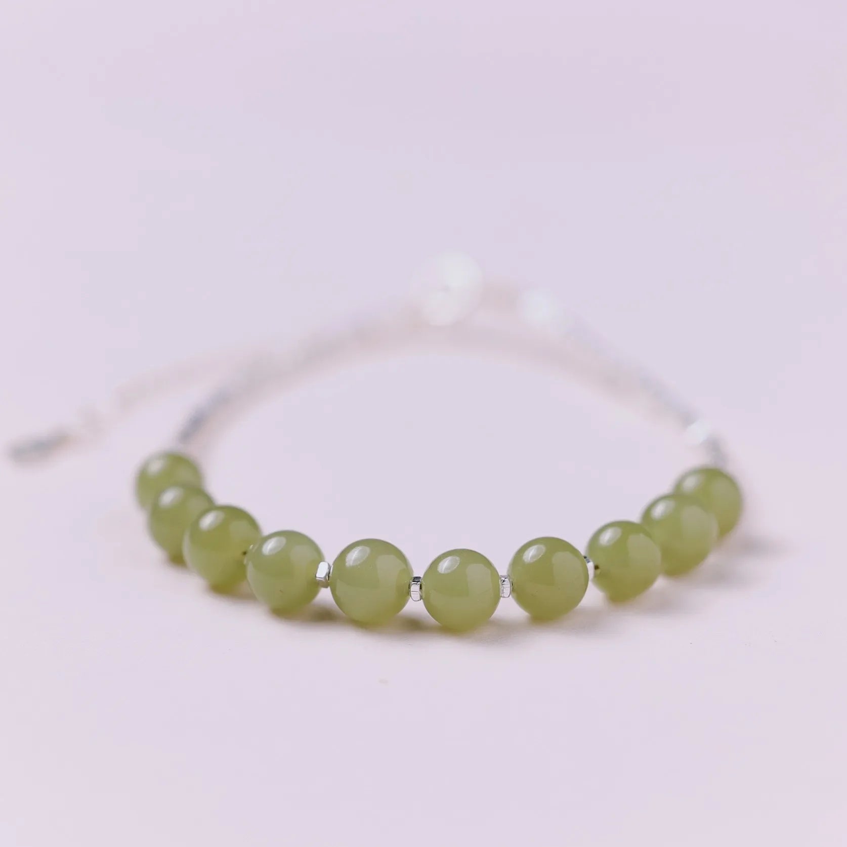 S925 Sterling Silver Natural Jade Hetian Jade Small Pieces of Silver Bracelet Women's Bracelet Jade Gift Chinese