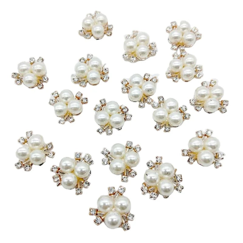 Imation Plastic ABS Crystal Diamond Pearls 2CM Fashion Flower Water Drill CCB Plate Buckle Beige Pearls for Jewelry Handmade