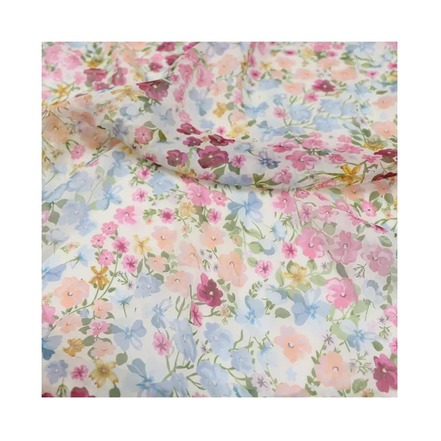 High Quality Small Floral Silk Chiffon With Wide Width Fabric for Clothing