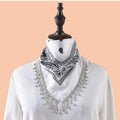 Women's Multi-Functional Polyester Cashew Headscarf Hand Sewn Diamond Style Square Scarf Turban Long & Short for Party Wear