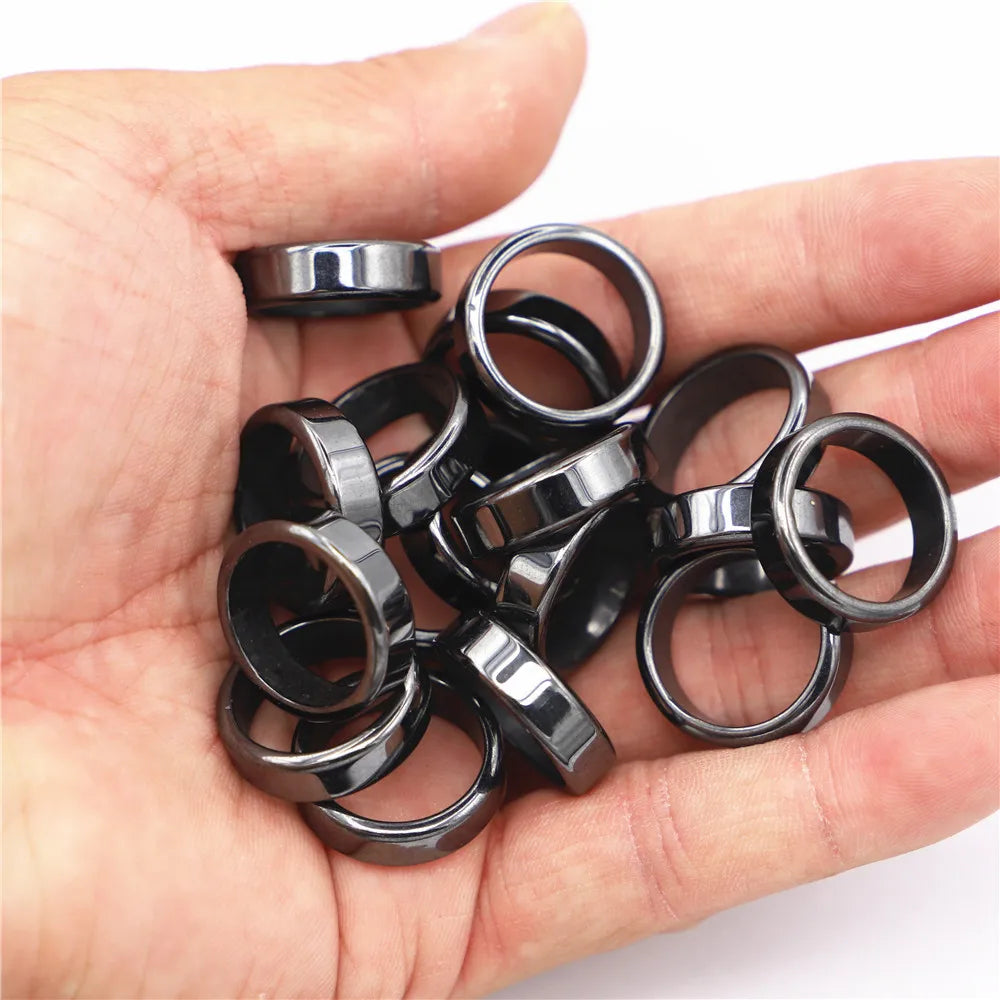 Wholesale Swimming Black Hematite Rings Energy Balance Men Hematite Rings for Men Women