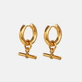 Stainless Steel T-Bar Hoop Earrings Geometric 18K Gold Plated T-bar Huggie Earrings Women