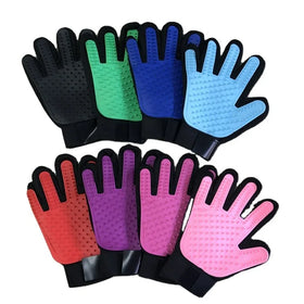 Custom Eco-Friendly Dog Cat Silicone Hair Remover Cleaning Brush Cotton Pet Grooming Glove Comb for Bath Massaging Shedding