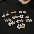 GLSEEVO Statement Women Luxury Flower Stud Earrings Designer Earrings Popular Brands Pearl Jewelry Flower Earrings