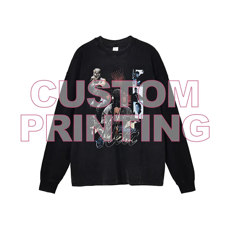 With Wholesale New Design Mens Acid Wash T-shirts Oversized Men's Hip Hop Printing Long t Shirt