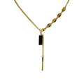 Wholesale Women No Fade Titanium Steel Rose Gold Black Long Square Pendant Choker Necklace
