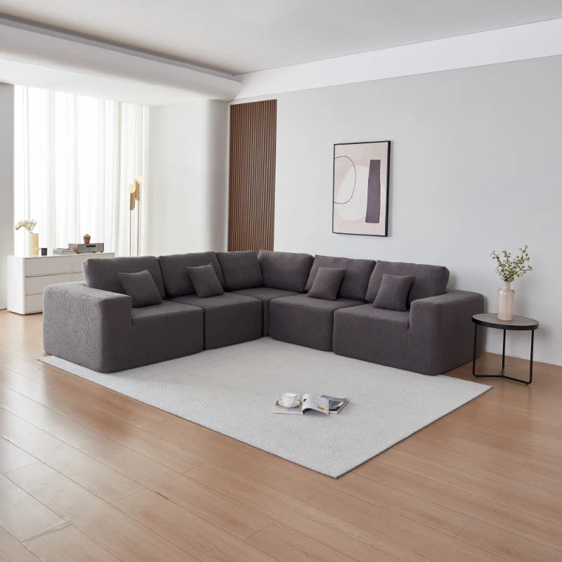 American Free Shipping Nordic Modular Sectional U/L Shaped Sofa Set Fabric Material Vacuum Packed for Villas