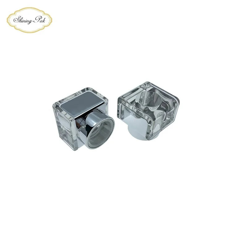 Custom Crystal Designed Shiny Silver Luxury Rectangle Surlyn Collar Perfume Cap