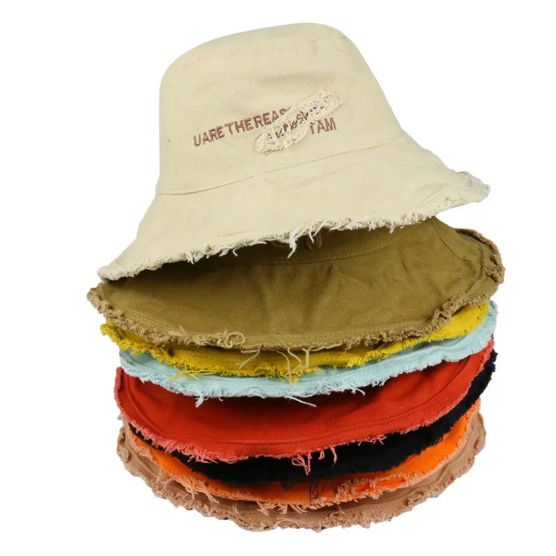 Women's Fashion Foldable Fisherman Bucket Hat for Spring Casual Wide Brim Sun Protection Custom Embroidered Logo Outdoor Letter