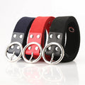 Women's Versatile Polyester Canvas Belt with Round Buckle Soft Woven Belt for Jeans Pants Skirts-for Wholesaling