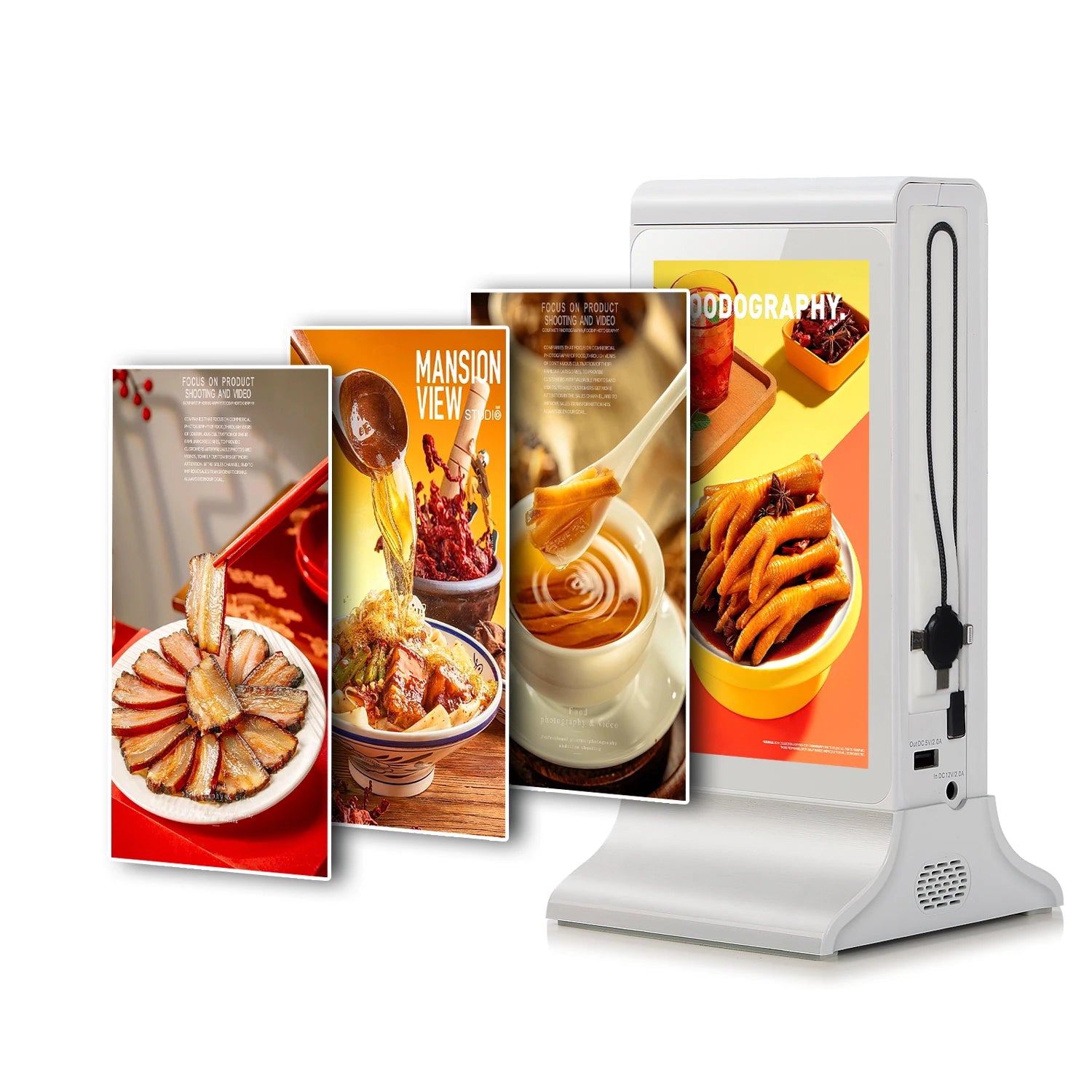 Unique Android WiFi Dual 7 Inch LCD Digital Signage Monitors Screen Restaurant Tablet Media Player Table Top Digital Display