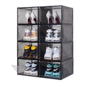 Transparent Acrylic Shoe Storage Box Magnetic Drop Front Design with Clear Sneaker Stackable Drawers for Home or Office Use