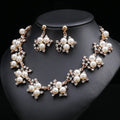 Miallo Elegant Crystal Rhinestone Necklace Earrings Set for Women Ear Studs Fashion Bridal Pearl Jewelry Set Wholesale