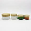 Eco-friendly Skincare Packaging 5g 15g 30g 2oz 50g 100g Custom Bamboo Lid Glass Cosmetics Jars