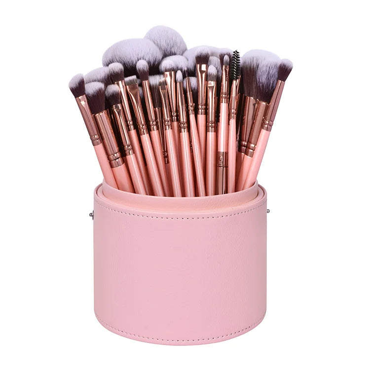 Personalized Complete Makeup Artist Brush Set Wholesale Kabuki Synthetic Pink Professional Makeup Brushes Set of 24
