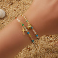 Go2boho Semi Precious Stone Beaded Bracelet Set With Cross and Heart Charms Adjustable Bohemian Jewelry for Women Perfect Gift