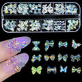 72/96pcs/box Aurora Butterfly Ribbon Bow 3D Nail Art Charms Kawaii Jewelry DIY Resin Korean Manicure Bow Part Nail Decorations