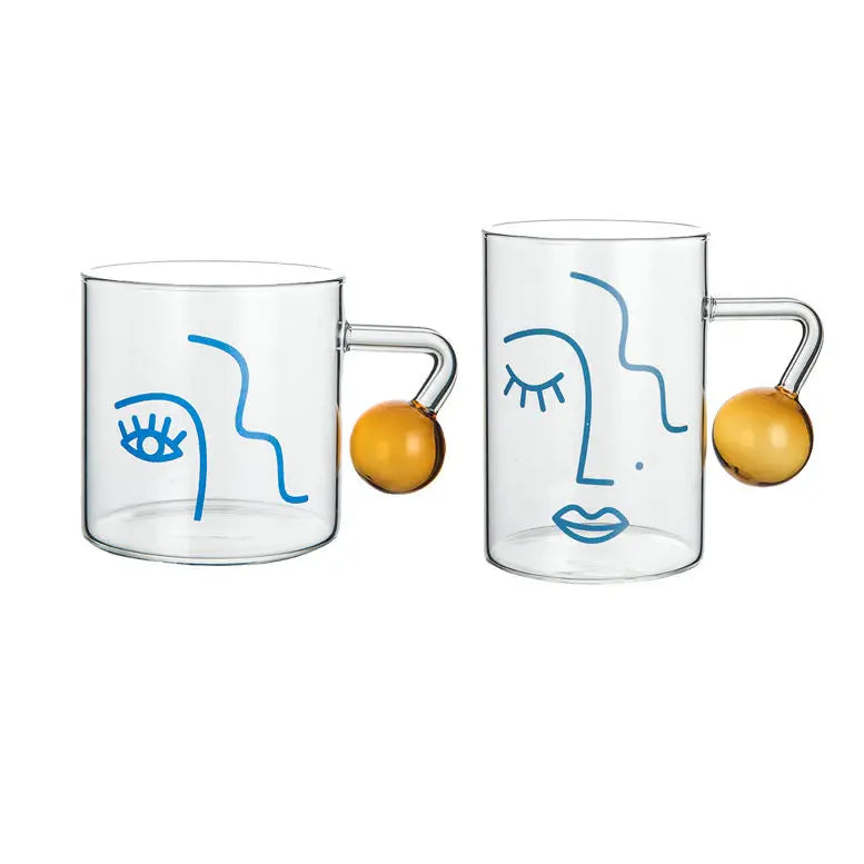 Popular Ins Style Creative Ball Handle Glass Water Cup Tea Cup Coffee Cup