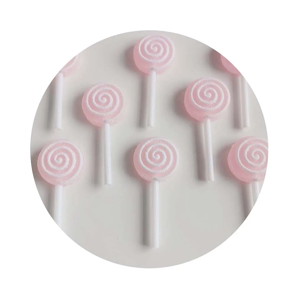 100Pcs/Lot 21*50MM Assorted Pastel Color Swirl Lollipop Candy Flatback Resin Cabochons for DIY Crafts Scrapbooking Decoration