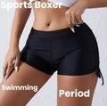 Black & Floral Pattern Printed Swimming Period  Lace up Panties Sports Menstrual Underwear 4 Layer Leakproof Period Boxer