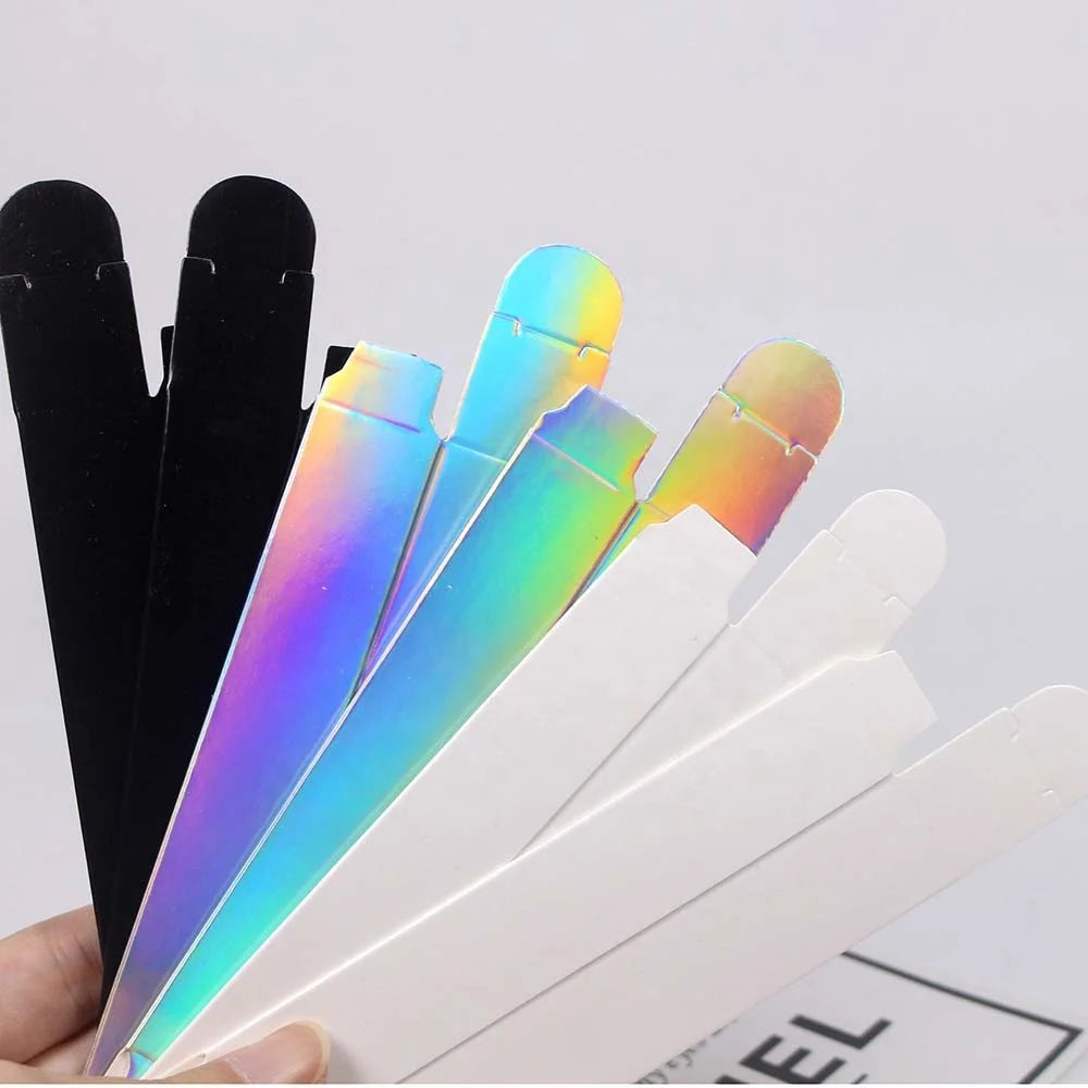 LZ Pack Stock 100pcs 20*20*110mm Holographic Black White Eyelashes Box Packaging Paper Custom Lip Gloss Boxes Packaging
